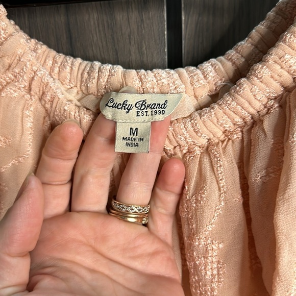Lucky Brand Off-The-Shoulder Blouse with Embroidery Light Pink Size Medium - Picture 6 of 6